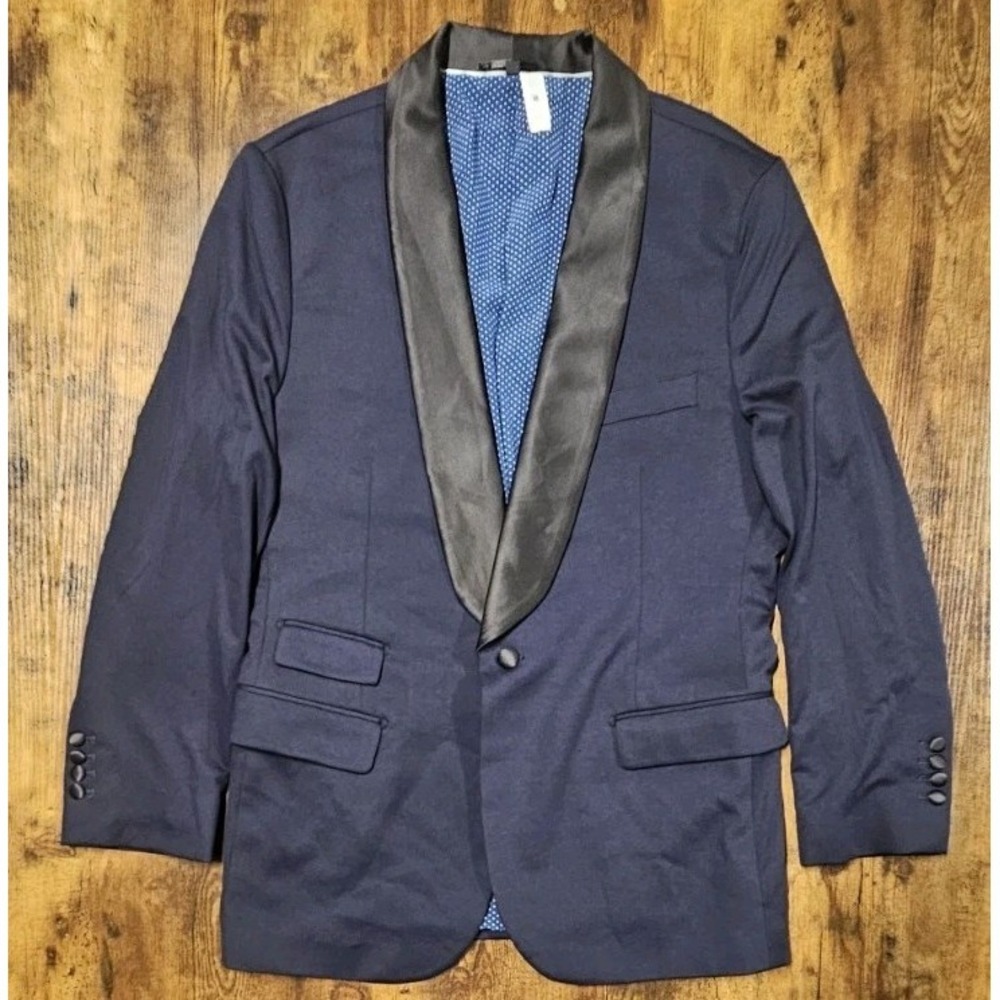 State & Liberty Tuxedo Jacket Mens 44 Navy Blue Single Button Stretch